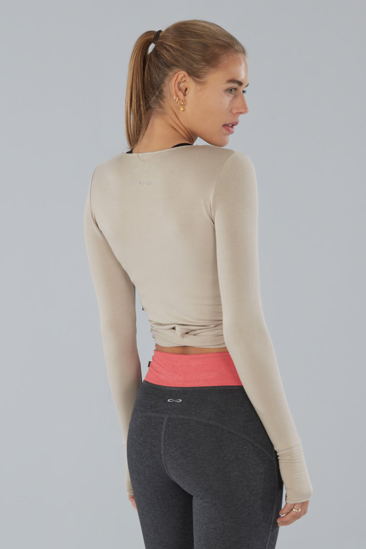 ALO YOGA Cover cropped wrap-effect stretch-jersey top