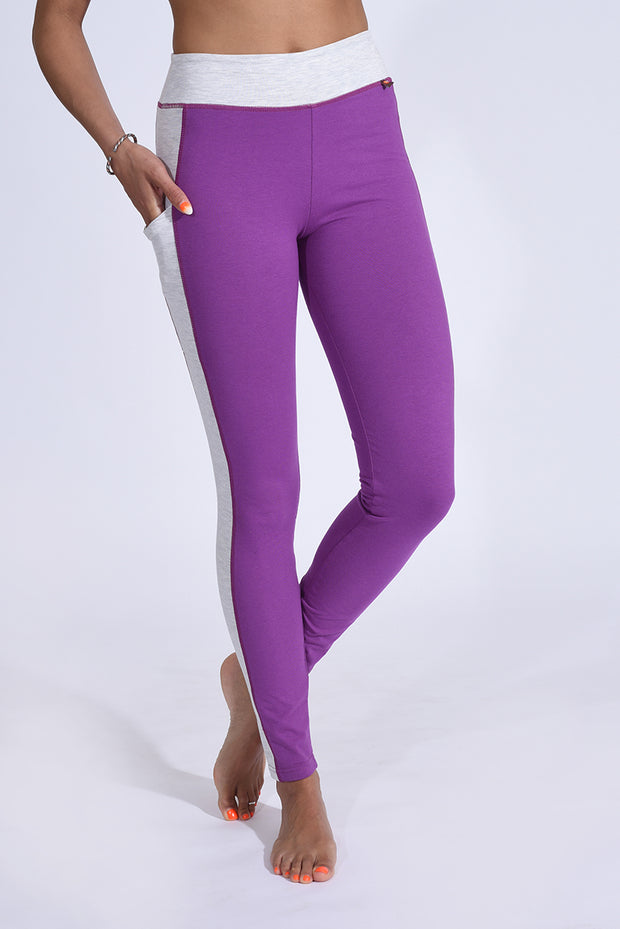 Purple Thistle Flower Leggings Peach Color Cheeky Yoga Pants Push